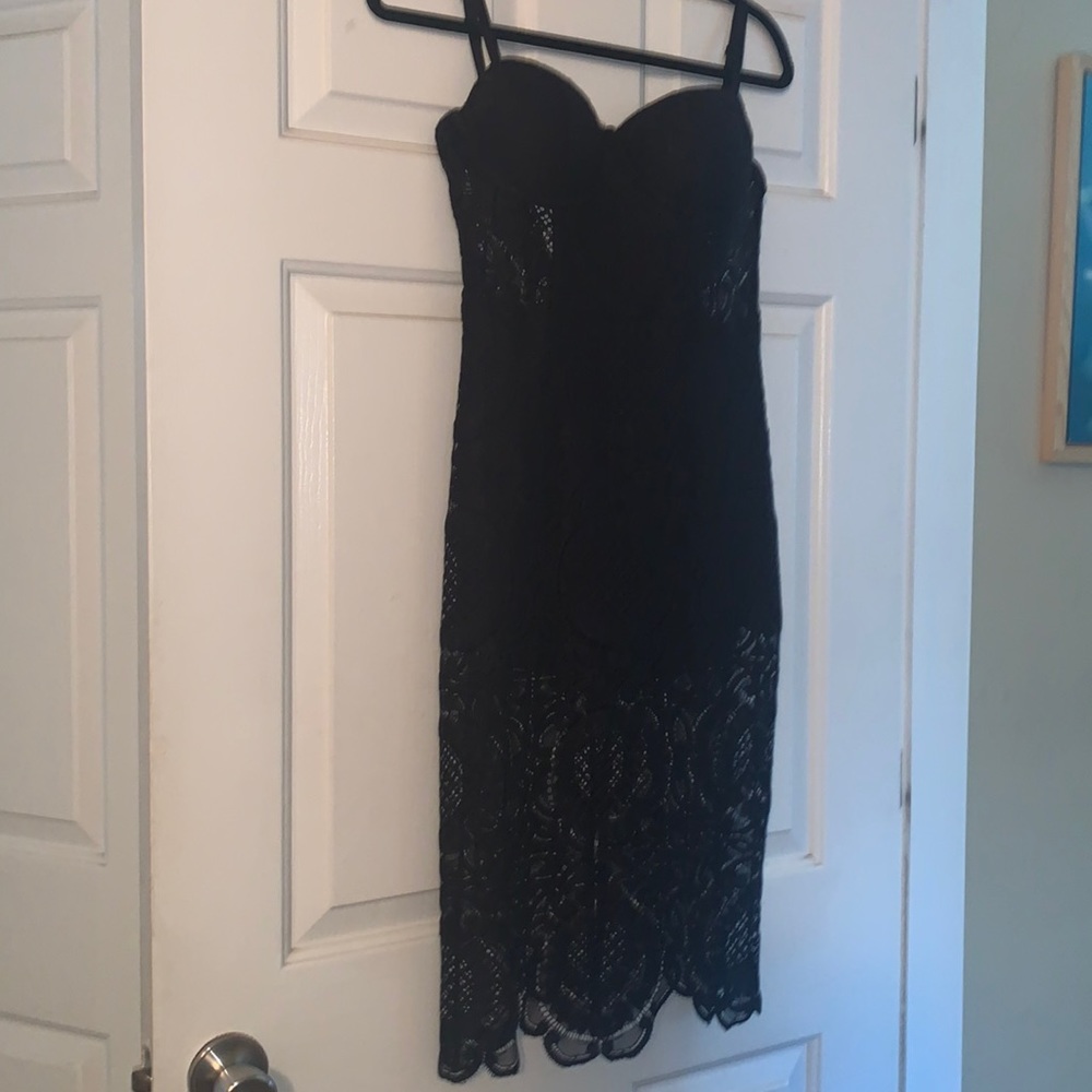 Black lace mini dress with hot shorts underneath
